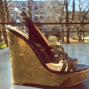 Black patent Yves Saint Laurent wedges